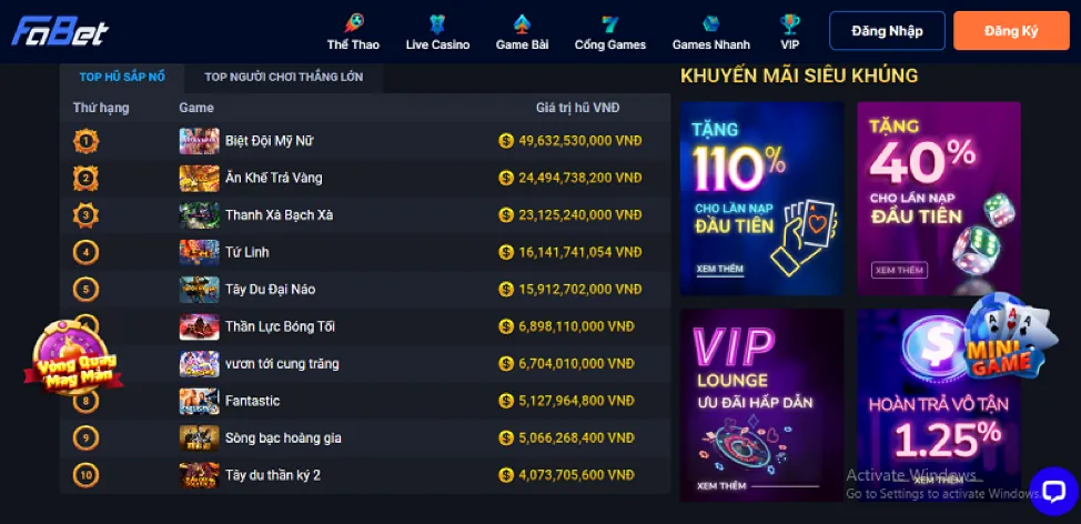 Chương trình VIP và hoàn trả